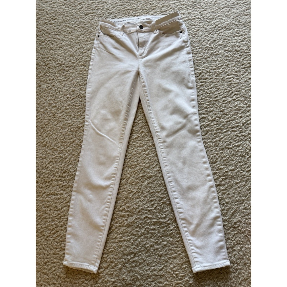 Talbots High-Rise Slim Stretch White Jegging Ankle Denim Jeans Button Women US 4